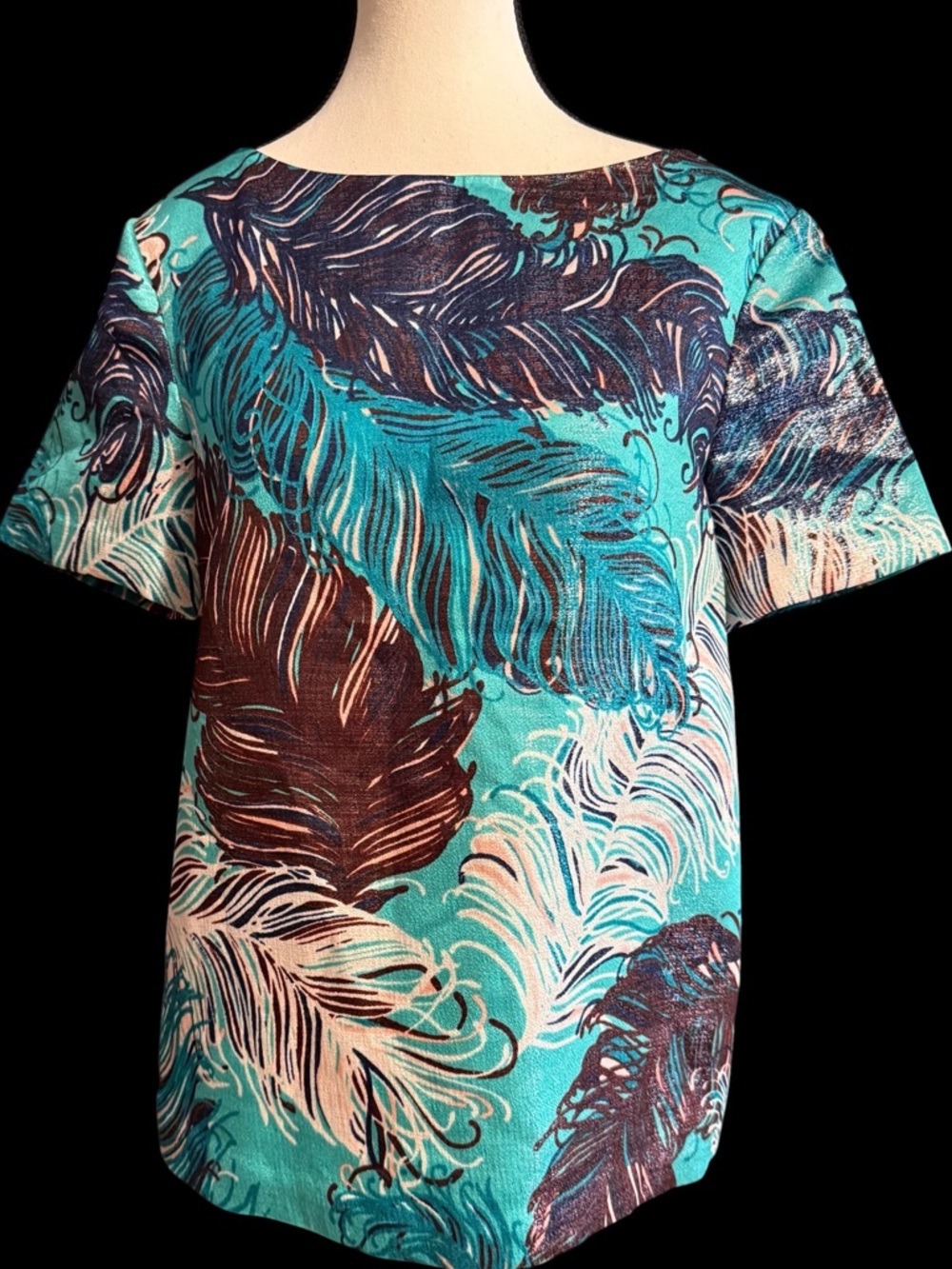 Kate Spade Regal Plumes Jacquard Poolblue Metallic blouse  Size 4